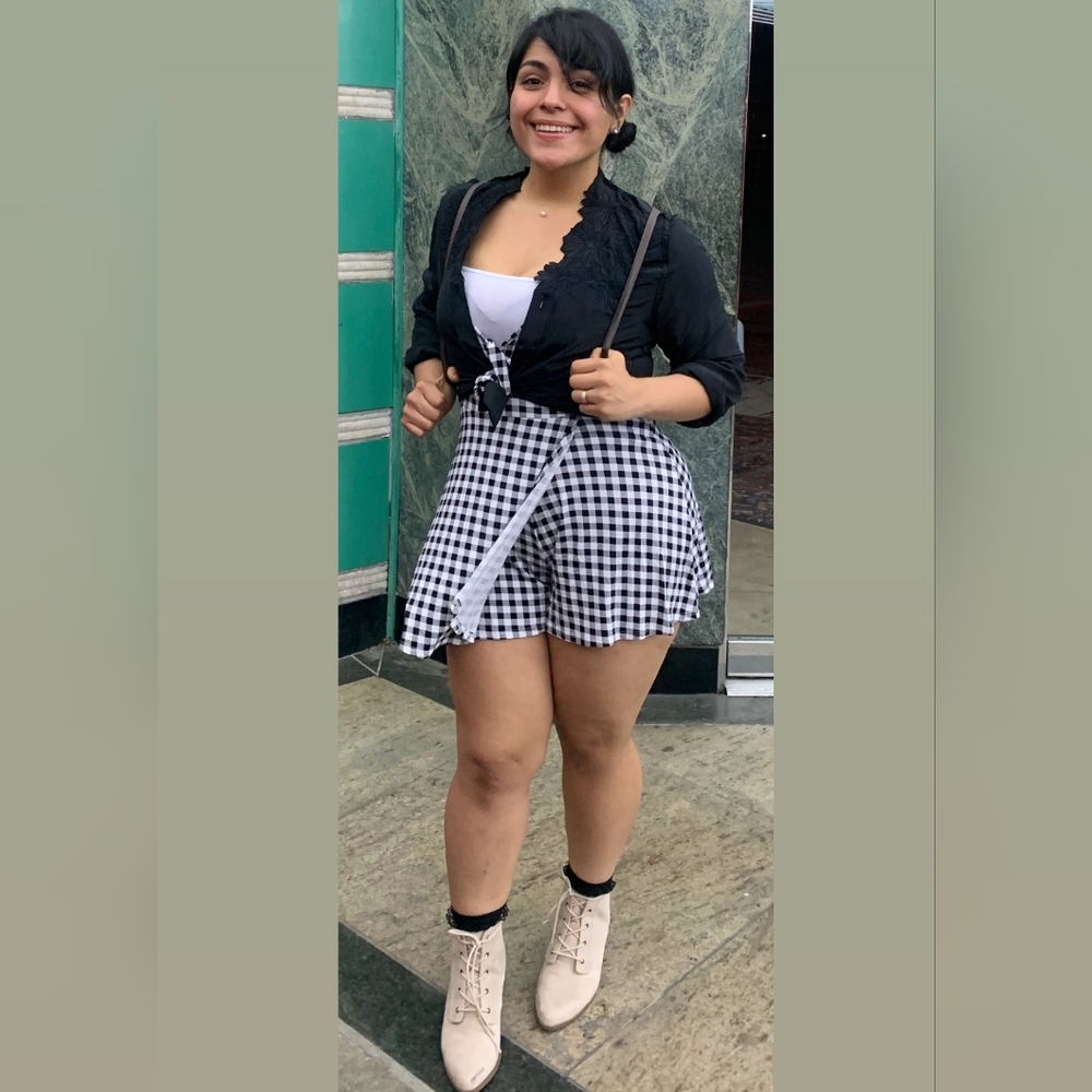 Forever 21 Gingham Skort Wrap Romper